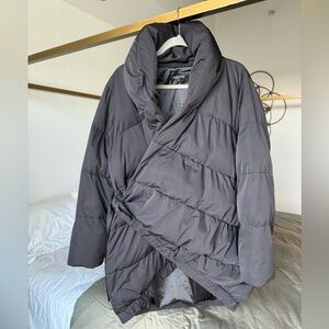 UNIVERSAL STANDARD Wrap Puffer Coat Matte Black Jacket Size S Fits S–M